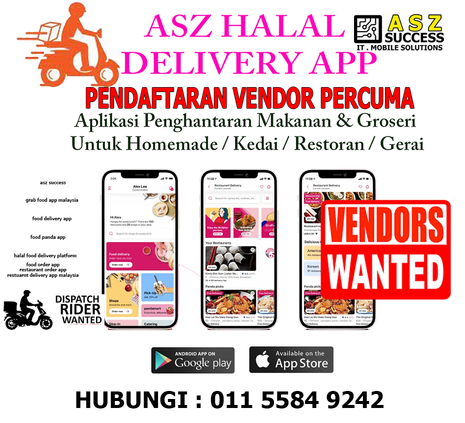 ASZ HALAL DELIVERY APP APLIKASI PENGHANTARAN MAKANAN HALAL MALAYSIA nr delivery food delivery app malaysia food delivery service halal food delivery Delivery App Malaysia ASZ Halal App Halal Delivery App Aplikasi Penghantaran Makanan Barang Runcit Malaysia App Hantar Makanan Halal App Kirim Makanan Aplikasi Seperti Food Panda Aplikasi Seperti Grab Food